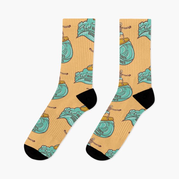 Item preview, High tides good vibes surfing skeleton - salty designed and sold by MotherOfBears.