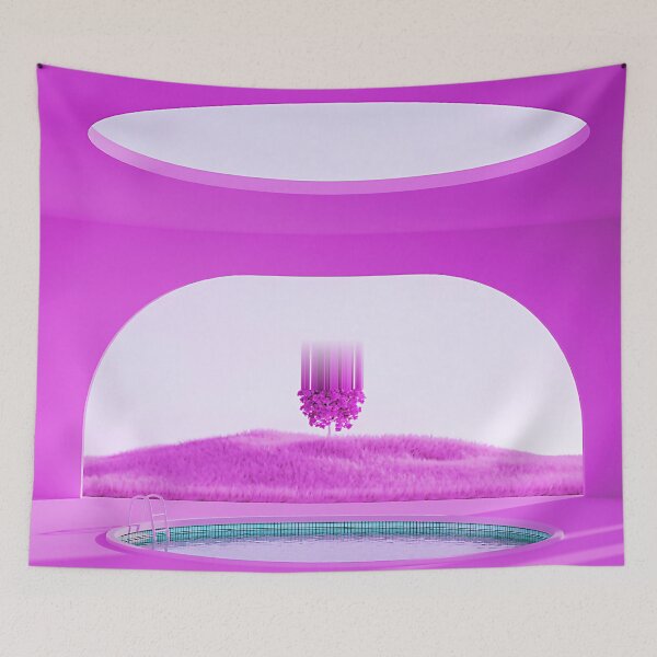 Item preview, Vaporwave Fantasy Pool with Nature Glitch Art designed and sold by glitchhub.