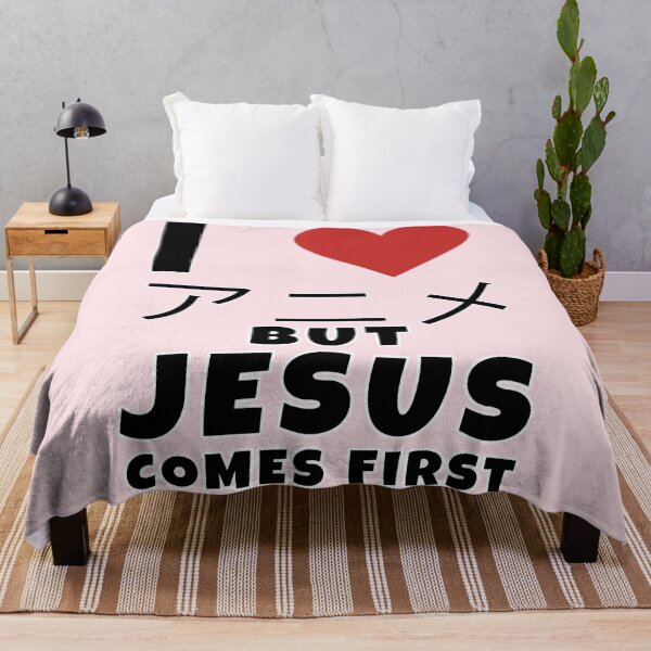 Item preview, I Love Anime but Jesus Comes First designed and sold by Feline Rockstars.
