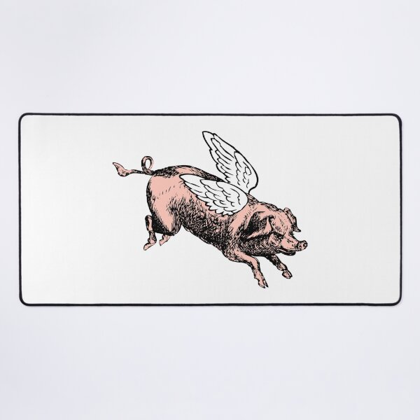 Pig with Wings | Flying Pig | When Pigs Fly | Pigs with Wings | Vintage Pig | Desk Mat