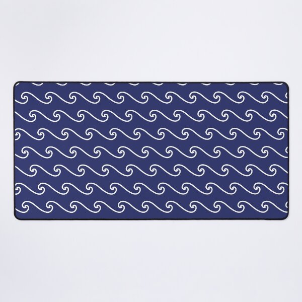 Wave Pattern | Abstract Waves | Nautical Patterns | Ocean Waves | Navy Blue and White | Desk Mat