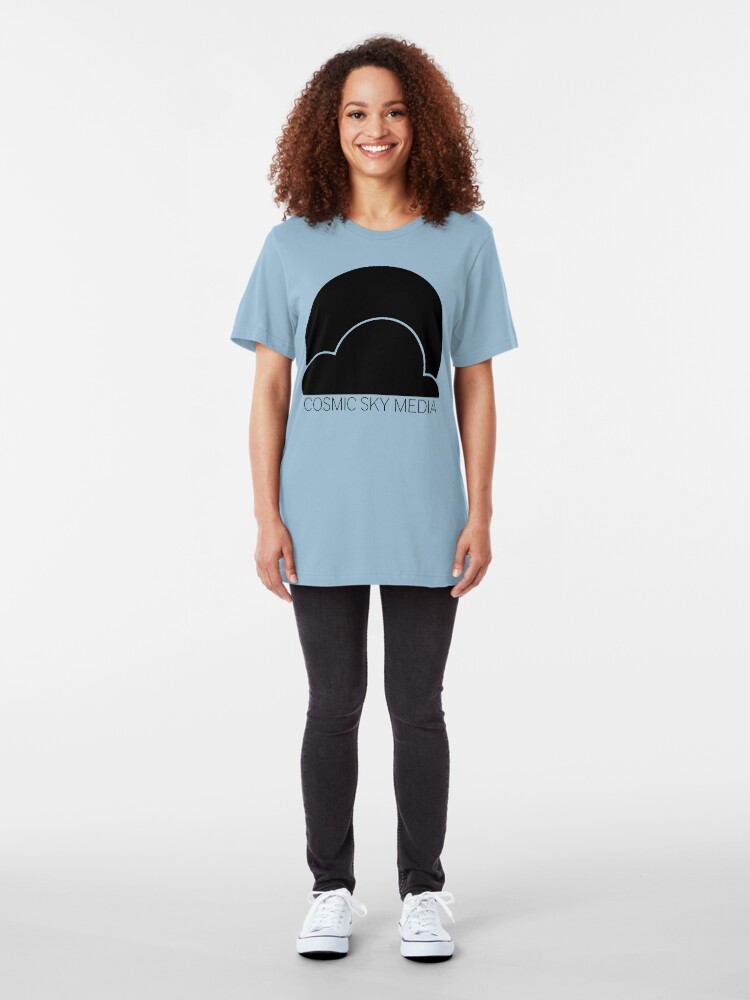 Alternate view of Cosmic Sky Media Logo (Black) Slim Fit T-Shirt