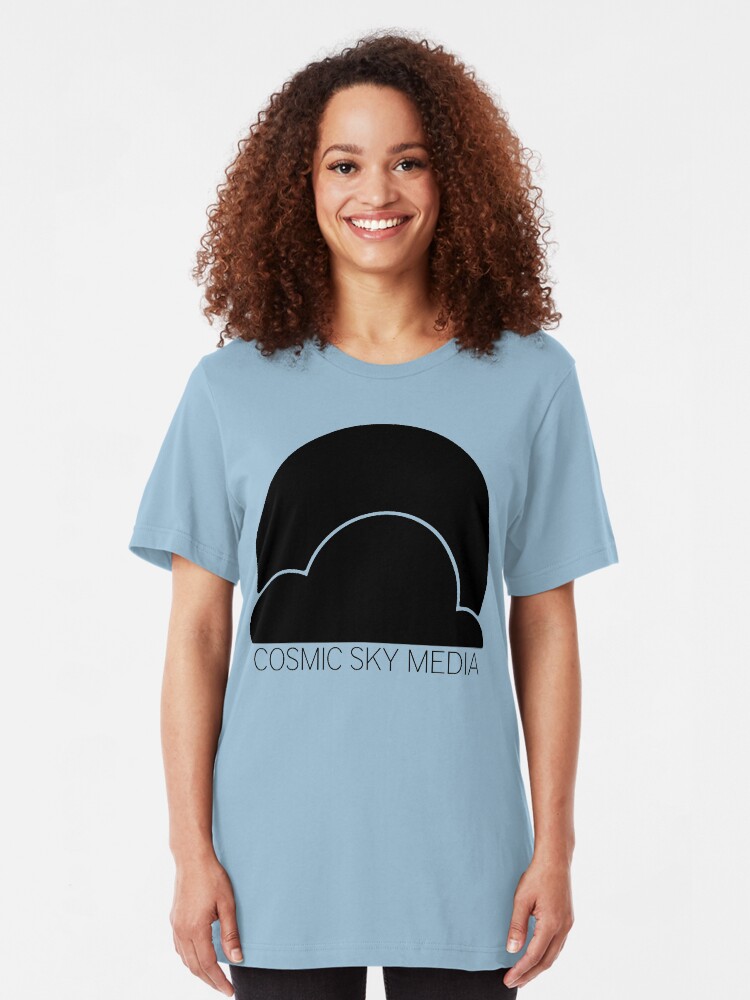 Alternate view of Cosmic Sky Media Logo (Black) Slim Fit T-Shirt