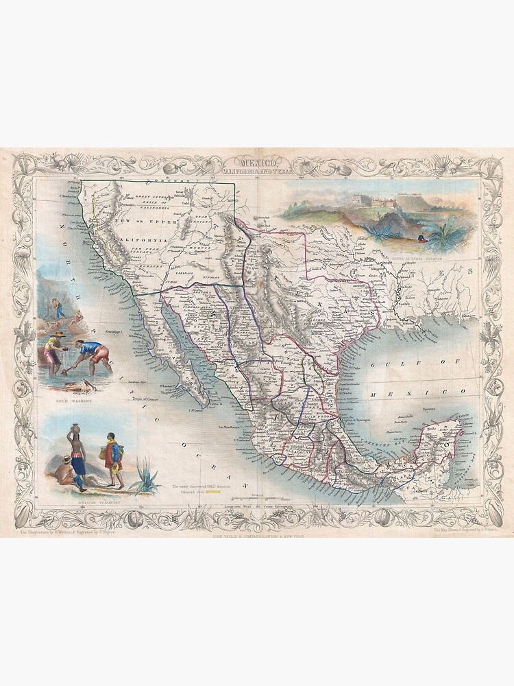 "Vintage Map of Mexico (1851)" Poster by BravuraMedia | Redbubble