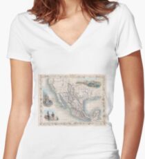 Vintage Map of Mexico (1851) Women's Fitted V-Neck T-Shirt