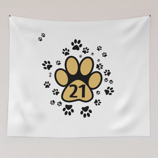 Item preview, Paw prints with number twenty one - numbers designed and sold by MadandMean.