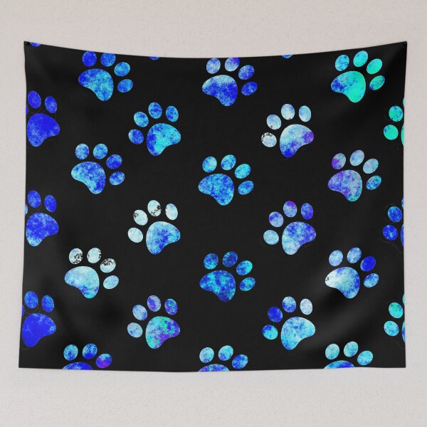 Item preview, Black Blue Textured Paw Print Pattern designed and sold by WandererSpirit.