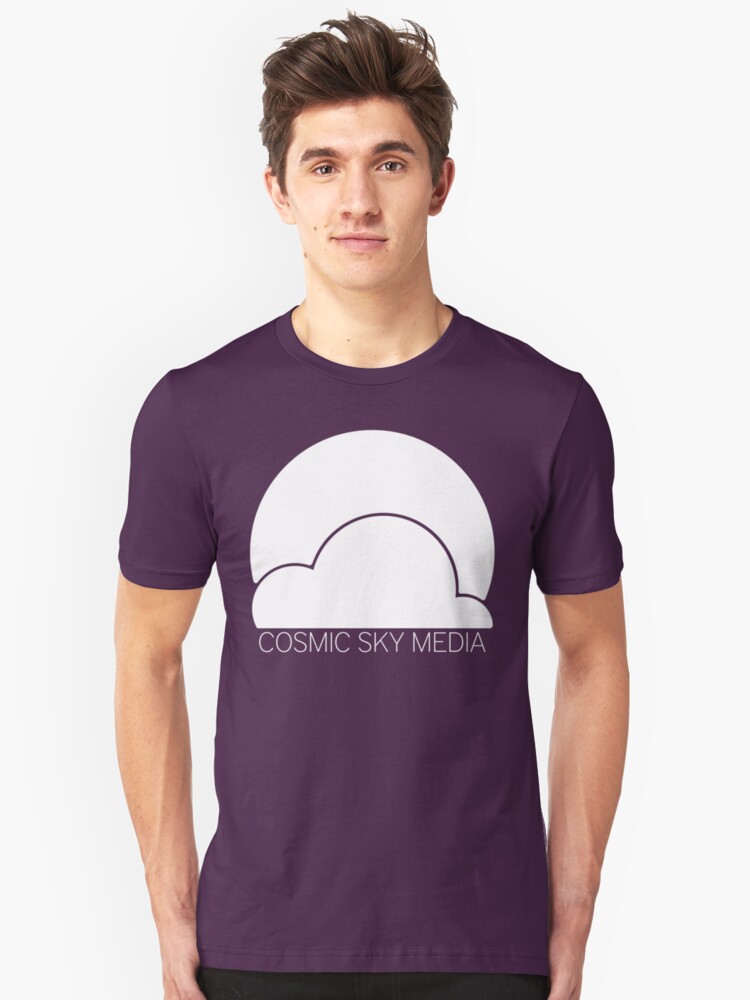 Alternate view of Cosmic Sky Media Logo (White) Slim Fit T-Shirt
