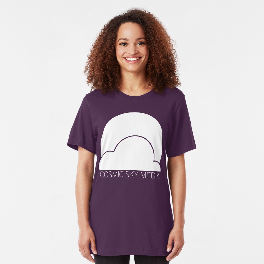 Cosmic Sky Media Logo (White) Slim Fit T-Shirt