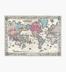 Vintage Map of The World (1852) Photographic Print