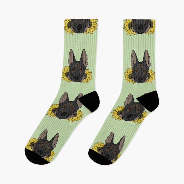 Item preview, Black Sable Shepherd/Malinois with Sunflowers designed and sold by Ashley Gagnon.