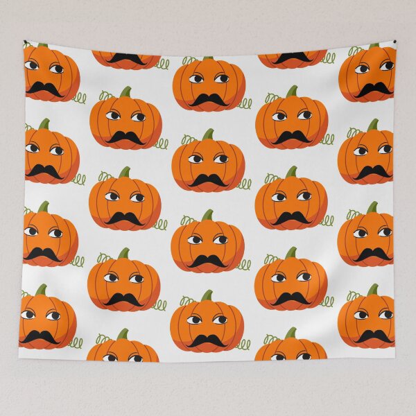 Item preview, Jack O'Lantern Moustache Cute Funny Happy Hallowe'en Thanksgiving Movember Veggie Humour Pumpkin designed and sold by H3designs.