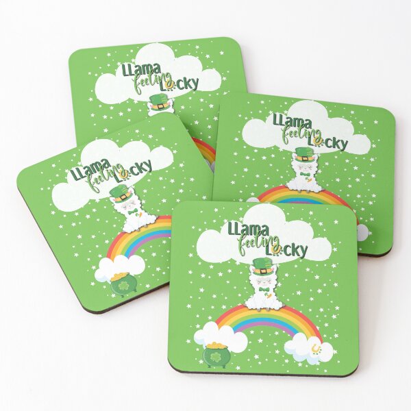 Item preview, Lucky St. Patrick's Day Llama, Rainbow, Clouds & Stars on Green designed and sold by Karen McFarland.