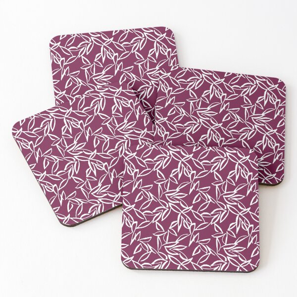 Item preview, White Leaves on Maroon designed and sold by JazzPWall.