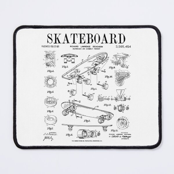 Item preview, Skater Skateboard Skateboarding Vintage Patent Drawing Print Black designed and sold by GrandeDuc.