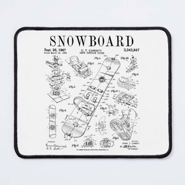 Item preview, Snowboard Winter Snowboarding Vintage Patent Drawing Print Black designed and sold by GrandeDuc.