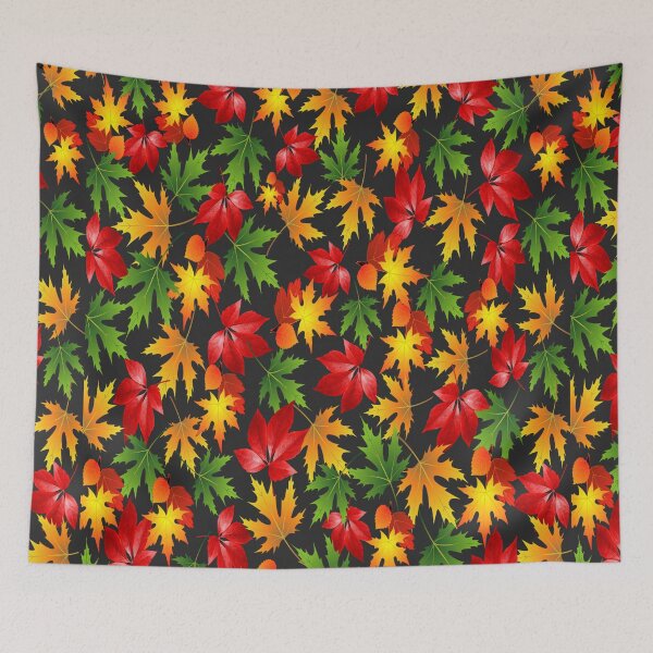 Item preview, PATTERN FALLING AUTUMN COLORED RED MAPLE LEAF designed and sold by samArtline.