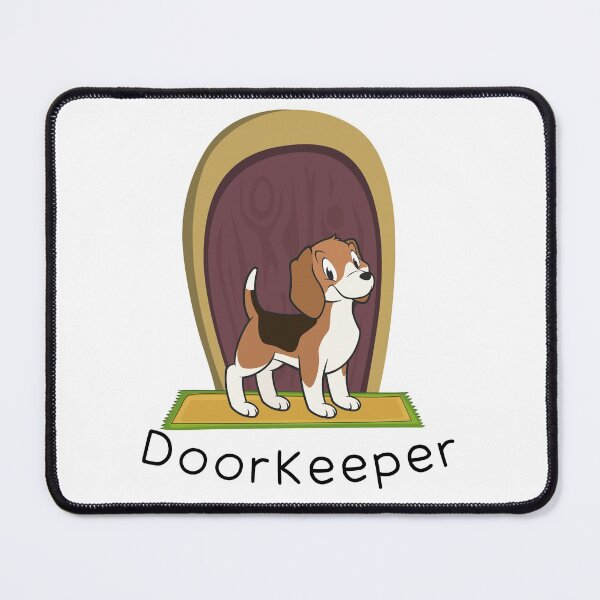 Item preview, Doorkeeper Brown Puppy On Yellow Mat designed and sold by kucingmaikan.