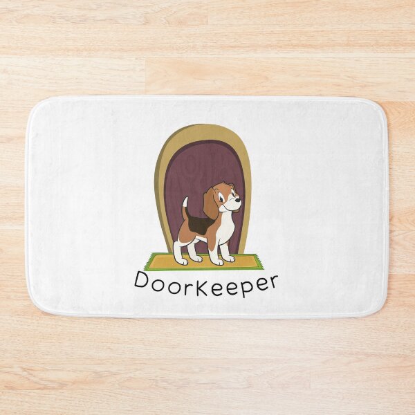 Item preview, Doorkeeper Brown Puppy On Yellow Mat designed and sold by kucingmaikan.