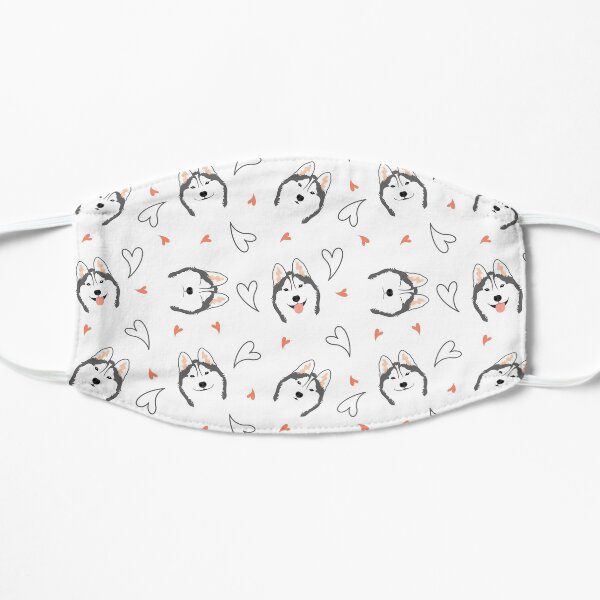 Siberian Husky Dog Emoji Flat Mask