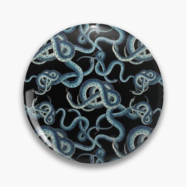Item preview, Winding blue snakes - Vintage style snake pattern on black designed and sold by yennyz.