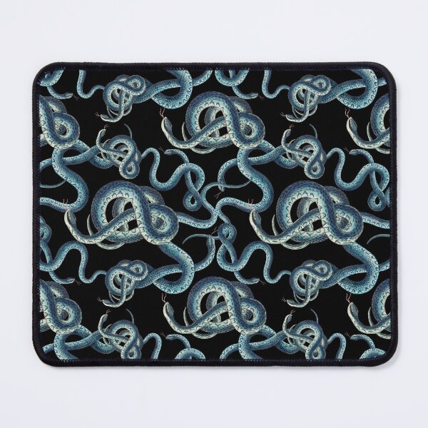 Item preview, Winding blue snakes - Vintage style snake pattern on black designed and sold by yennyz.