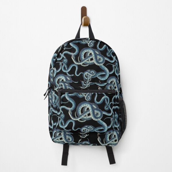 Item preview, Winding blue snakes - Vintage style snake pattern on black designed and sold by yennyz.