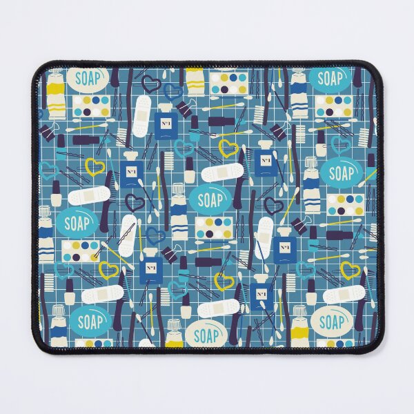Item preview, Cute toiletries print on blue background designed and sold by kapotka.