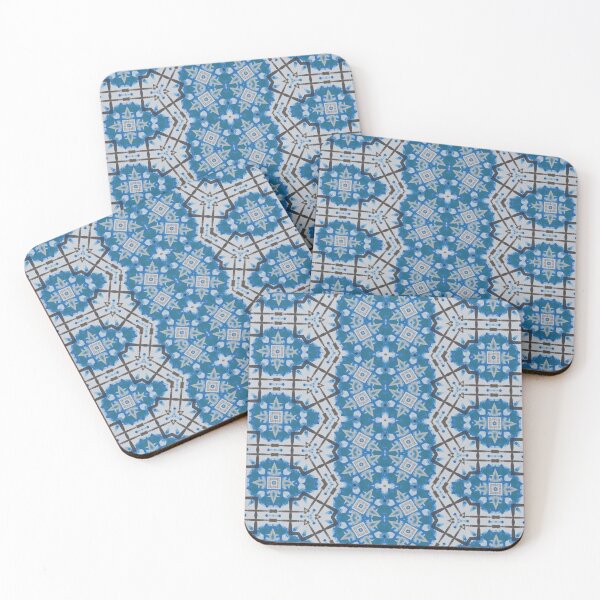 Artikelvorschau, Kaspisches Gitter 3 blaues und weißes Fliesenmuster - Künstlerin Jenny Meehan entworfen und verkauft von Jenny Meehan Art Prints and Patterns .