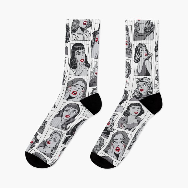 Item preview, Vintage Pulp Comic Pop Culture Pin Up Girl Art Pattern White designed and sold by GrandeDuc.