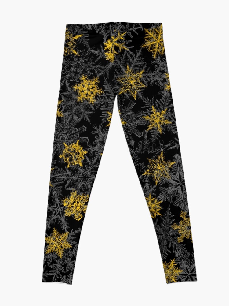 Snowflake Winter Queen Ornate Snow Crystals Pattern Black Leggings