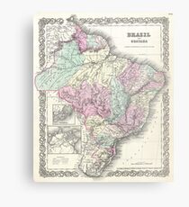 Vintage Map of Brazil (1855) Metal Print