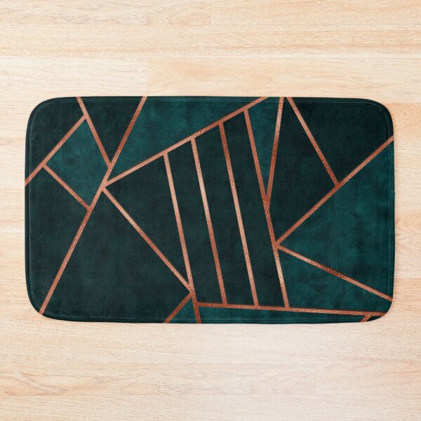 Emerald and Copper Geometry Bath Mat