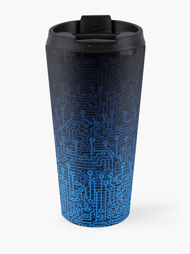 Alternate view of Reboot III BLUE Computer Circuit Board Pattern Travel Mug