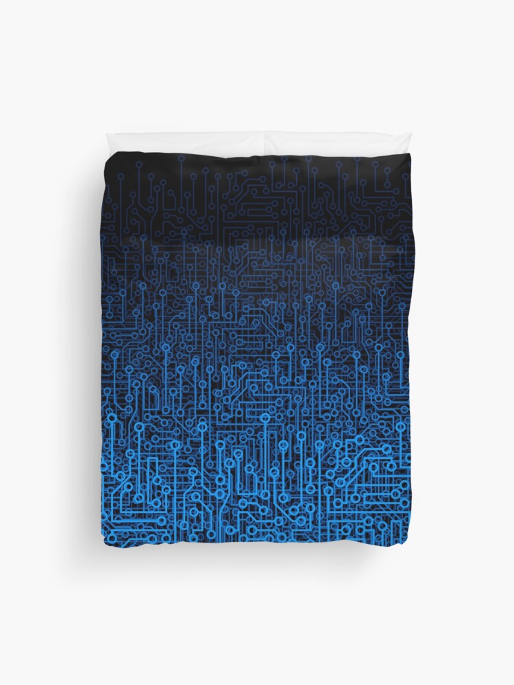 Thumbnail 1 of 2, Duvet Cover, Reboot III BLUE Computer Circuit Board Pattern designed and sold by GrandeDuc.