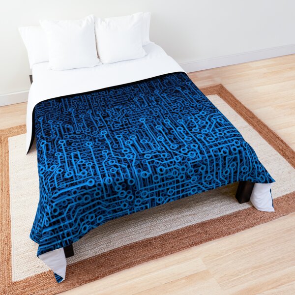 Reboot III BLUE Computer Circuit Board Pattern Comforter