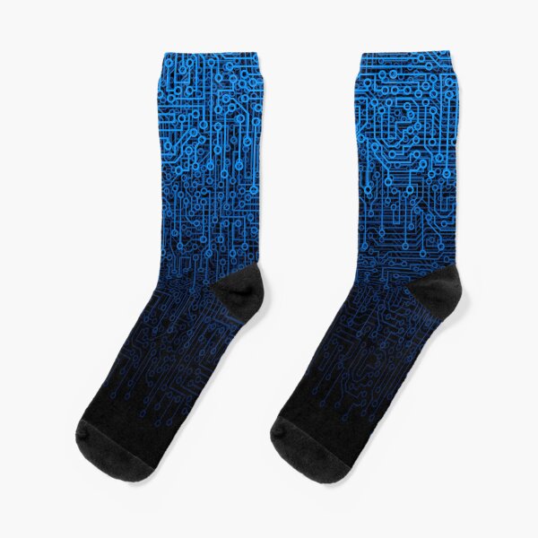 Reboot III BLUE Computer Circuit Board Pattern Socks