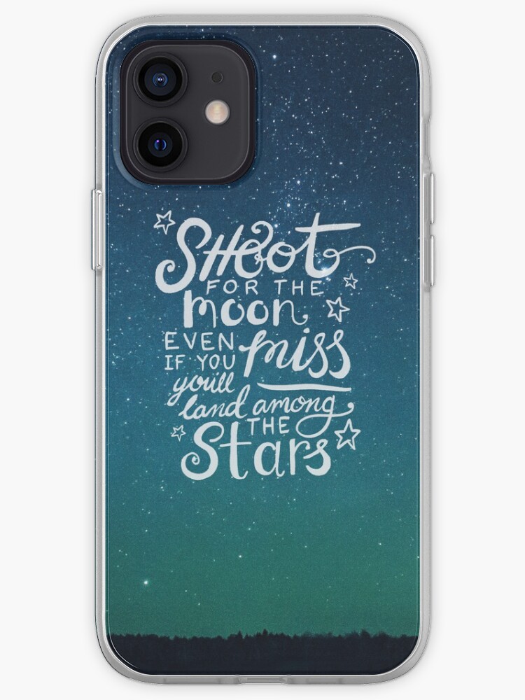 Coque Iphone Tirez Pour La Citation De La Lune Sur Le Ciel Etoile Par Rubyandpearl Redbubble