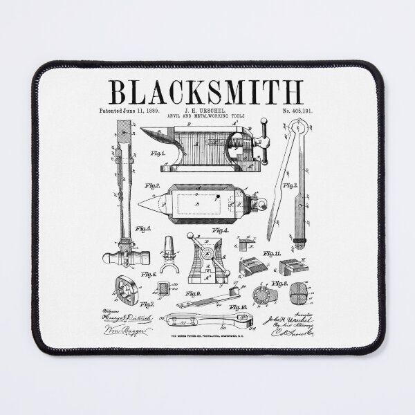 Item preview, Blacksmith Anvil And Tools Vintage Patent Drawing Print designed and sold by GrandeDuc.