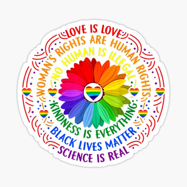 Rainbow Black Lives Matter Science Flor del orgullo Lgbt 2 Pegatina