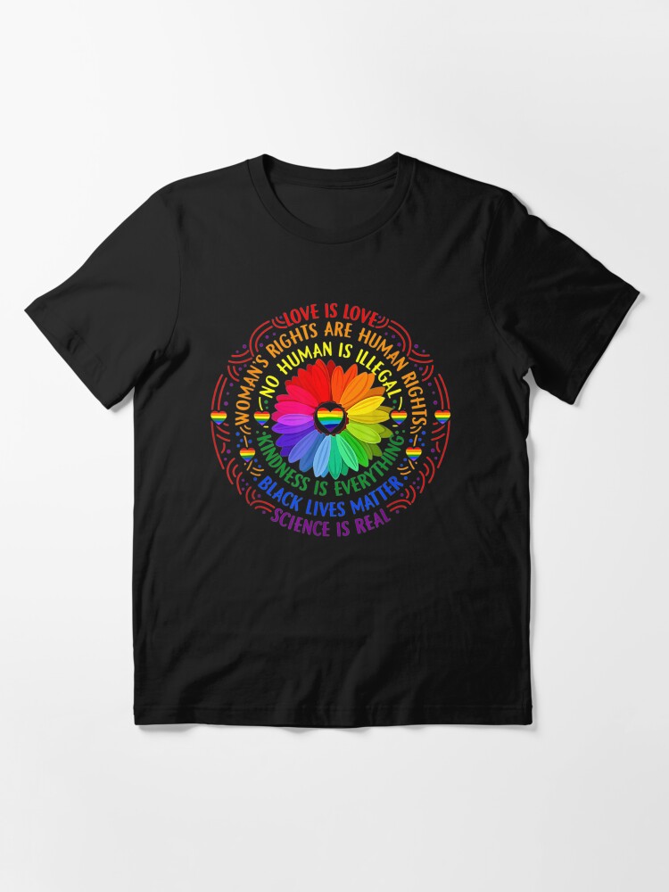 Alternate view of Rainbow Black Lives Matter Science Lgbt Pride Flower 2 Essential T-Shirt