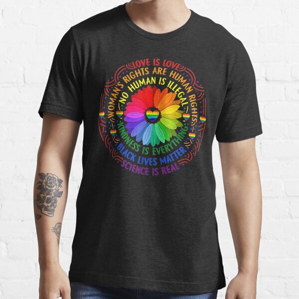 Rainbow Black Lives Matter Science Lgbt Pride Flower 2 Essential T-Shirt