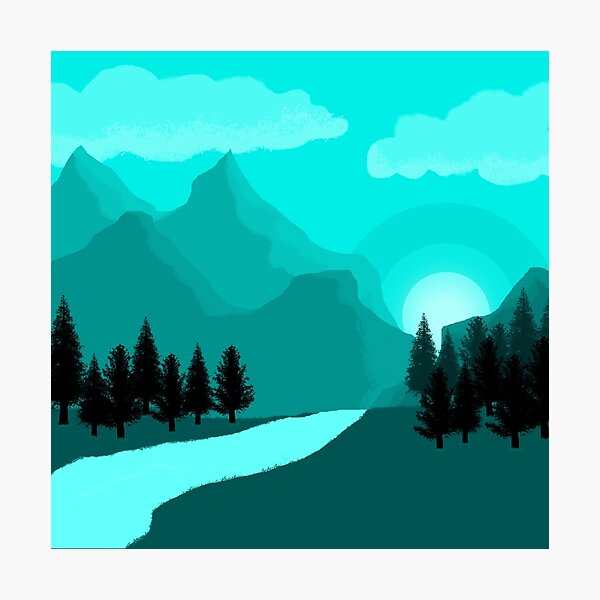 Artikelvorschau, Digitale Cyan-Waldansicht entworfen und verkauft von KheinJohn.