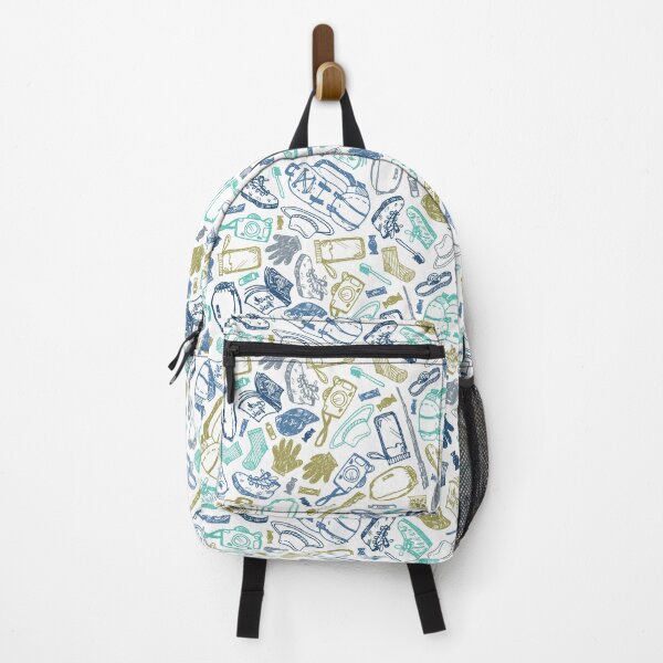 Item preview, Vector white seamless doodle sketch pattern with objects for trekking and hiking. designed and sold by jamiesoondesign.
