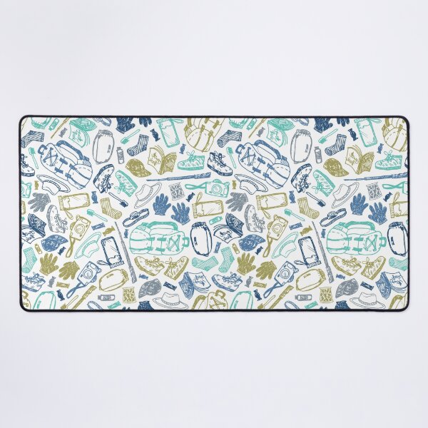 Item preview, Vector white seamless doodle sketch pattern with objects for trekking and hiking. designed and sold by jamiesoondesign.