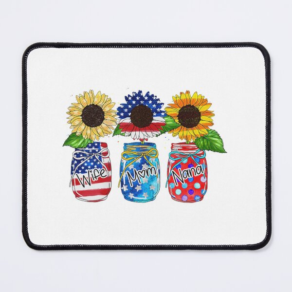 Item preview, Mason Jar Sunflower Wife Mom Nana USA Flag 4th Of July designed and sold by Kewkew423.