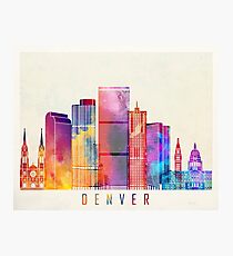 Denver landmarks watercolor poster Photographic Print