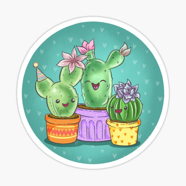 Happy Cactuses Sticker