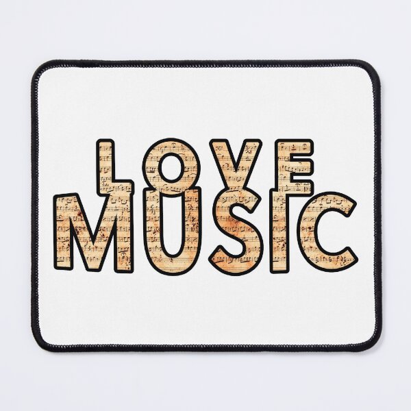 Item preview, Love Music slogan text filled with musical notes from old vintage score designed and sold by Grégory DUBUS.