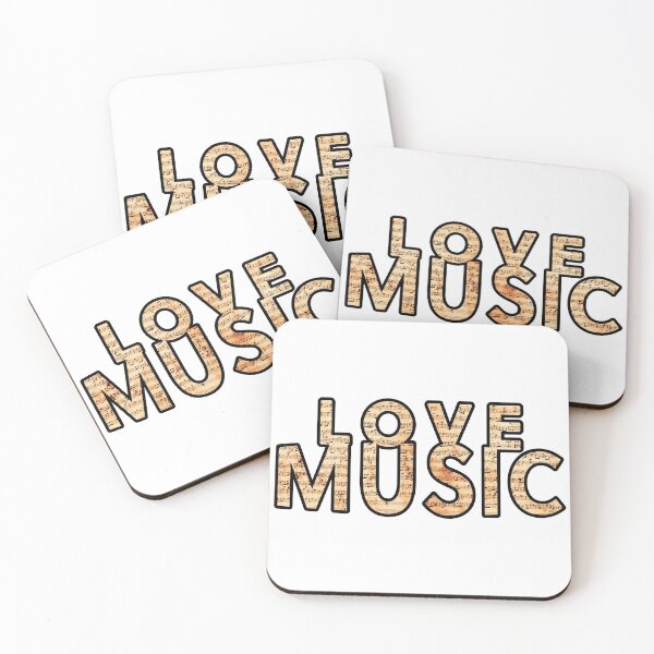 Item preview, Love Music slogan text filled with musical notes from old vintage score designed and sold by Grégory DUBUS.